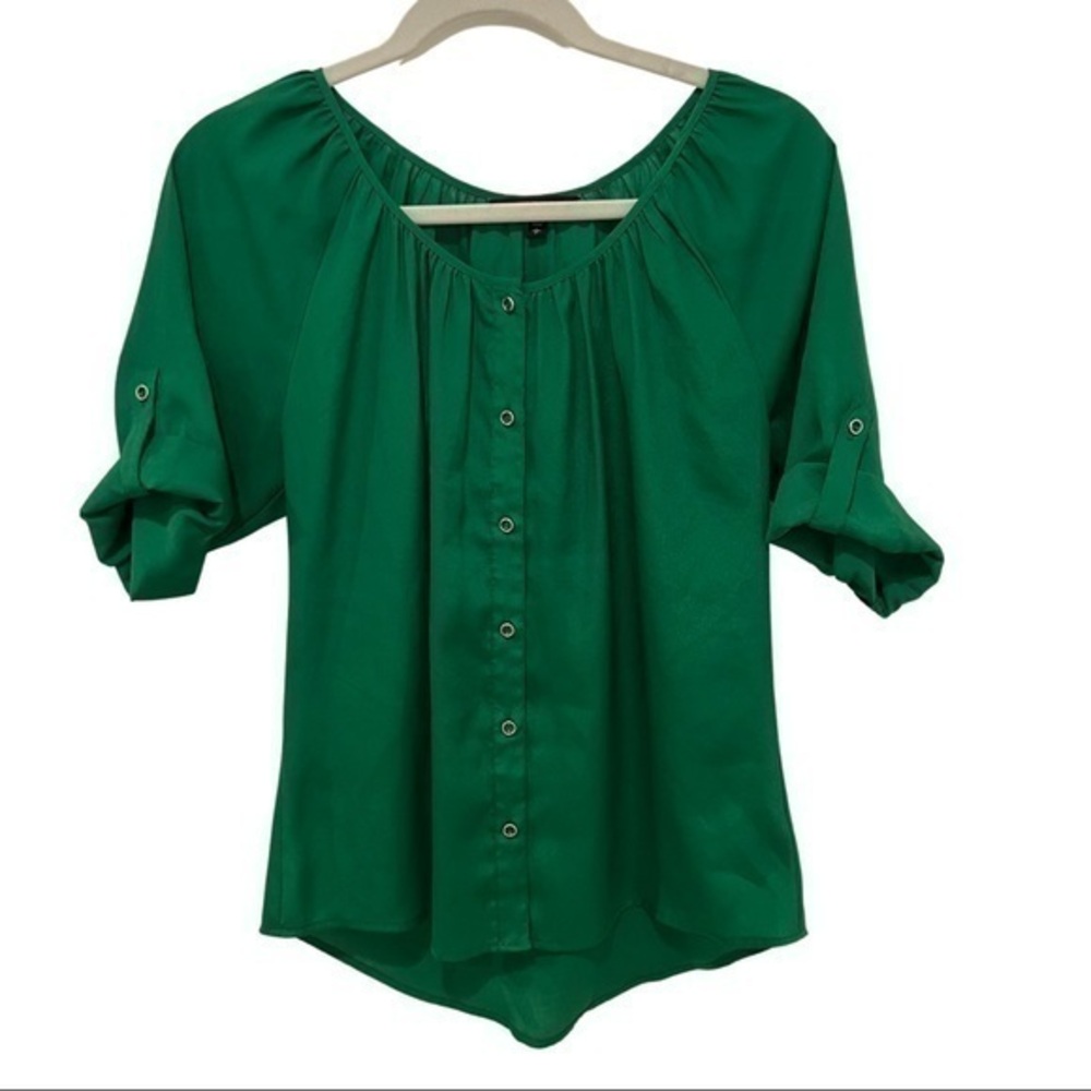 Express Green Rolled Sleeve Blouse